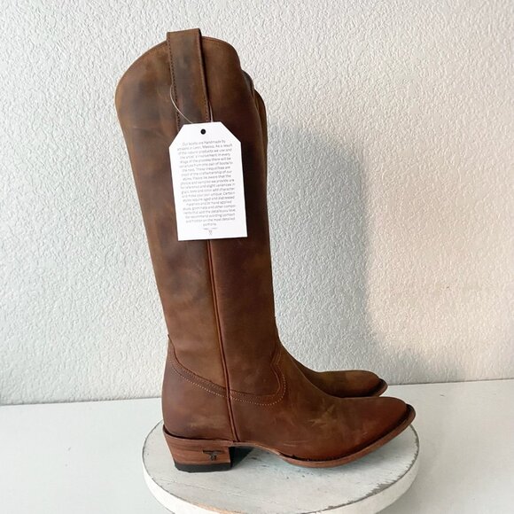 Lane PLAIN JANE  Womens Cowboy Boots 8 Brown Cowgirl Western Mid Calf Tall Zip - Picture 2 of 11